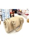 Women's Cream Color Leather Cylinder Hand and Shoulder Bag - 2