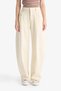 Baggy Fit Normal Waist Gabardine Trousers Ecru Women's Trousers F8204Ax/Er98