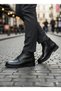 ®   I 100-101 Casual Zippered Black Genuine Leather Men's Daily Boat Shoes