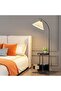 Modern Floor Lamp with Pleated Lampshade, 3-Color Dimming & Built-in Side Table (Black) - 3