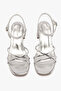 Elina Silver Patent Leather Ankle Strap Thick Heeled Shoes - 5