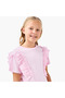 Solid T-shirt with Side Tulle Detail - 4