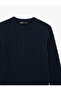Long Sleeve Crew Neck Hair Knit Textured Knitwear Sweater - 5
