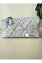 Blue Crisp Floral Pattern 100% Cotton Makeup and Cosmetic Bag Medium Size |   19X13X7 cm |