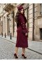 Imported Fabric, Fur Sleeves, Stone Detailing, Belted, Lined, Special Design Midi Cashmere Coat - 8