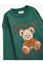 Three Thread Teddy Bear Printed Long Sleeve Crew Neck Sweatshirt - 3