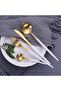 4-Piece Stainless Steel Cutlery Set White / Gold - 5