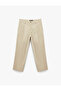 Comfortable Fit Pocketed Cotton High Waist Gabardine Trousers - 3