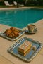 24X24 2-Piece Heavy Silver-Engraved and Patterned Tray for Cakes, Breakfast, Dessert and Coffee, with a Wording for Engagement Presentation - 2