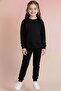Girls' Boston Printed Crew Neck Tracksuit Set – Black & Grey - 2