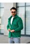Unisex Green Plush Shirt Collar Buttoned Double Pocket Regular Fit Wersoft Fleece Fabric - 4