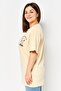 Women Crew Neck Short Sleeve Graphic Print T-Shirt, Beige - 4