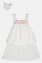 Kids Girl 2Pcs Embroidered Dress With Scrunchie Set, White - 3