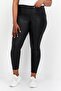 Women Plus Size Textured Pull On Leggings, Black