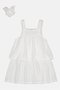Kids Girl 2Pcs Embroidered Dress With Scrunchie Set, White - 2