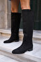 Fervia Women's Black Suede Long Boots - 3