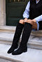 Fervia Women's Black Suede Long Boots - 5