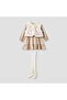 Embroidered Tiered Dress with Sweater and Stockings