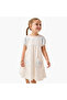 Embroidered Round Neck Dress with Pockets and Short Sleeves
