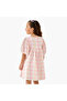 Checked A-line Dress with Round Neck - 3