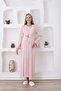 Long Sleeve Maternity Pajamas Dress Set Buttoned Lace Breastfeeding Nightgown
