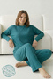 Thick Winter Interlock Striped Long Sleeve Knit Pajama Set