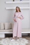 Premium Maternity Pajamas Dressing Gown Set Short Sleeve Nightgown Lace Detailed Breastfeeding Compatible 2-Piece Set - 2