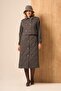 Women's Quilted Garnished Trench Coat Smoked 31253
