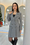 Houndstooth Patterned Buttoned Double-Breasted Cashmere Coat - 5