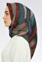 Abstract Pattern Rayon Scarf - Navy Blue / Burgundy