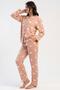 Women's Fleece Pajama Set Long Sleeve Front Button Heart Pattern Pink Color C0T5N8161 - 2