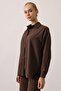 Coffee Striped Oversize Shirt Vs01624 - 2