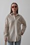 Beige Long Sleeve Oversize Shirt Vs00542 - 2