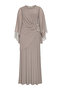Plus Size Evening Dress with Pleat and Cape Detail