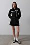 Women's Black Contrast Bow Front Shirt Vs00518 - 4