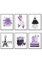 ALAYRA Glam Purple Fashion Wall Art Prints Girl Room Decor Makeup Posters Bedroom Art Makeup Room Artwork Set of 6 High Heels Perfume Flower Art Posters (Fashion Theme A, 6x20X25 CM