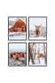 ALAYRA Highland Cow Decor Posters, Farmhouse Bathroom Decor, Farmhouse Wall Art, Highland Cow Wall Art - Unframed Set of 4 ()20X25 CM