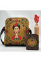 Frida Figured Large Postman Shoulder Bag Ethnic Bohemian Style Bag Brown Wallet Brown Combination