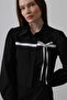 Women's Black Contrast Bow Front Shirt Vs00518 - 2