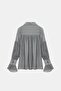 Women's Oversized Ruched Low-Shoulder Textured Shirt - Cuff Detail - 7