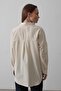 Ecru Long Sleeve Oversize Shirt Vs00542 - 4