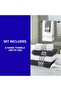 Great Wall Satin Hand Towel Set of 6 White and Grey - 6