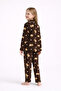 Teddy Bear Patterned Long Sleeve Buttoned Front Shirt Collar Girls' Pajama Set 100% Cotton - 5