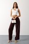 Burgundy Double Pleated Palazzo Trousers Vs00650 - 5