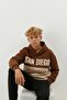 Boy's Hooded Piece Sweatshirt with Print Detail – Brown/Stone - 4