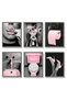 ALAYRA Fashion Wall Art Bathroom Decor Prints Set of 6 Pink Glam Glitter Tissue Canvas Posters Pictures Photos Bathroom Artwork Wall Black and White Modern Women Funny Bathroom20X25 CM
