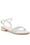 Women Rhinestone Pearl Detail Flat Sandals White