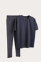 Women's Colorful Corded Fabric Leggings and Oversized Basic T-Shirt Two-Piece Set