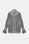Women's Oversized Ruched Low-Shoulder Textured Shirt - Cuff Detail - 6