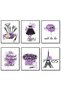 ALAYRA Purple Makeup Posters Fashion Paris Prints Wall Art Makeup Room Artwork Set of 6 Perfume Flower Lipstick Canvas Art Posters Girl Room Decor for Bedroom (8"x10" UNFRAMED,20X25 CM
